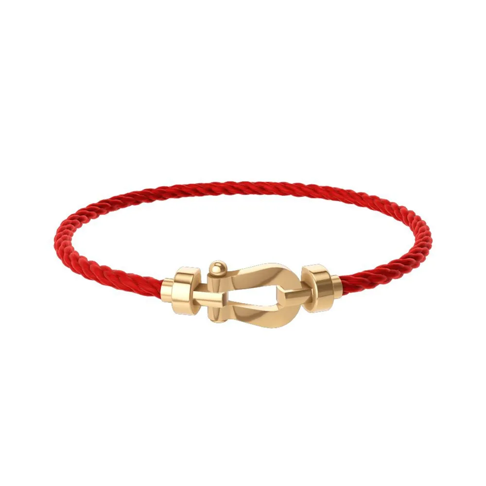 Fred Force 10 18ct Yellow Gold Buckle & Red Cable Medium Model