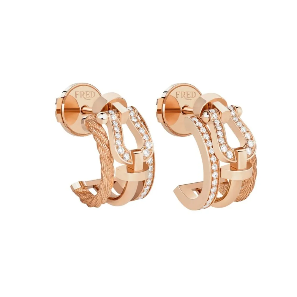 Fred Force 10 Rise 18ct Rose Gold 0.19ct Diamond Earrings