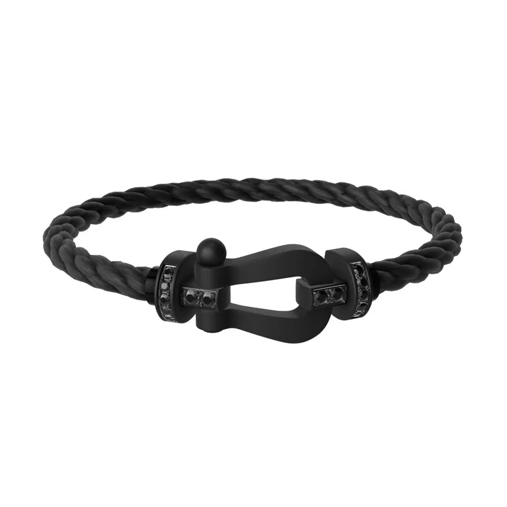 Fred Force 10 Titanium 0.32ct Black Diamond Buckle & Black Cable Large Model