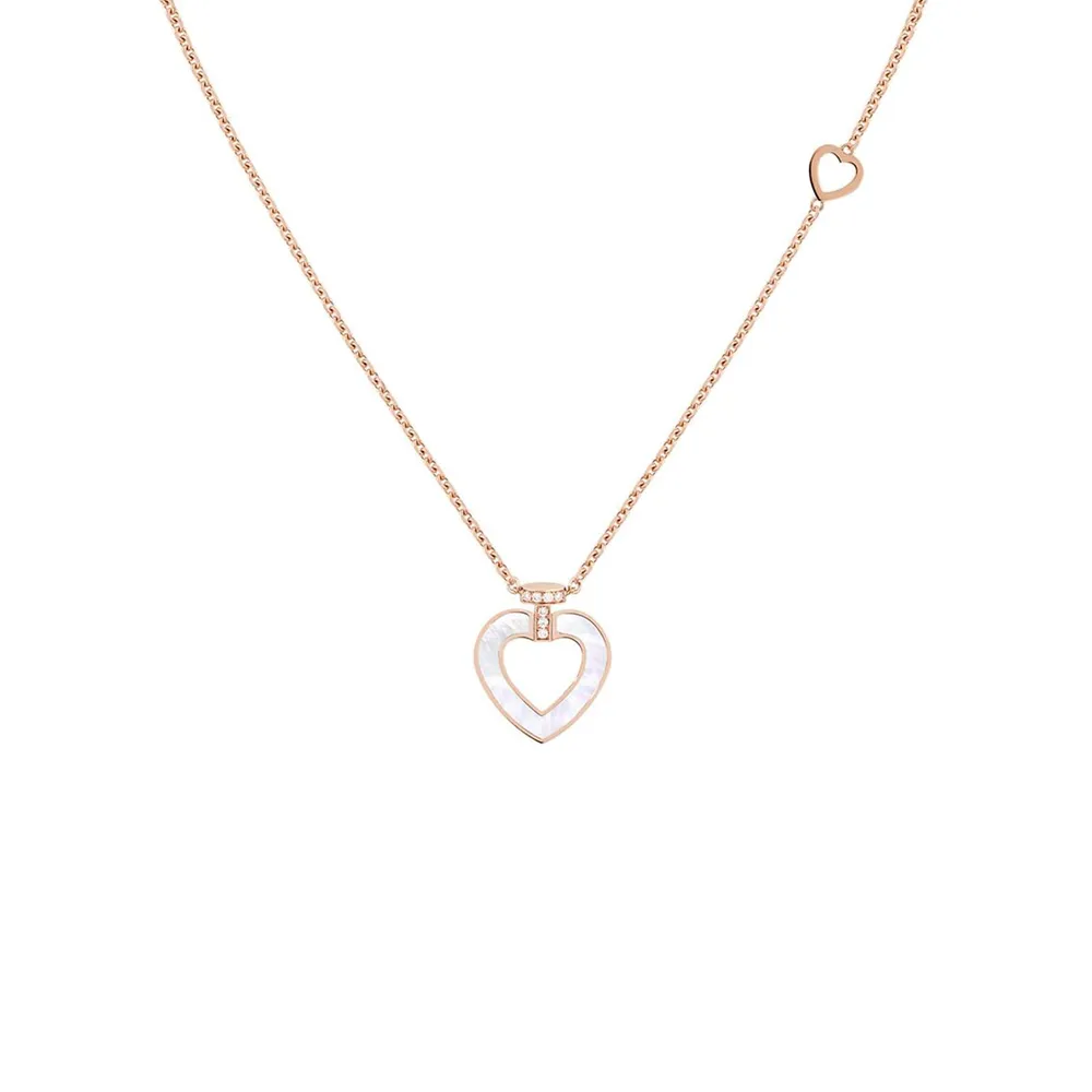 Fred Pretty Woman 18ct Rose Gold Mother of Pearl & Malachite Necklace