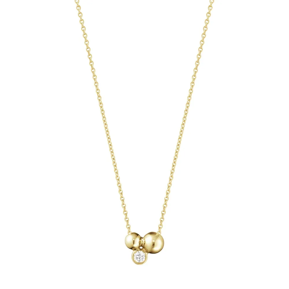 Georg Jensen 18ct Yellow Gold 0.07ct Diamond Moonlight Grapes Pendant Necklace.