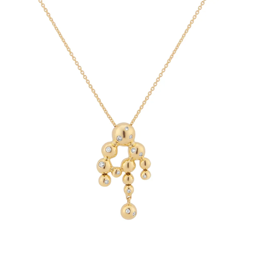 Georg Jensen 18ct Yellow Gold & 0.07ct Diamond Moonlight Grapes Chain Pendant
