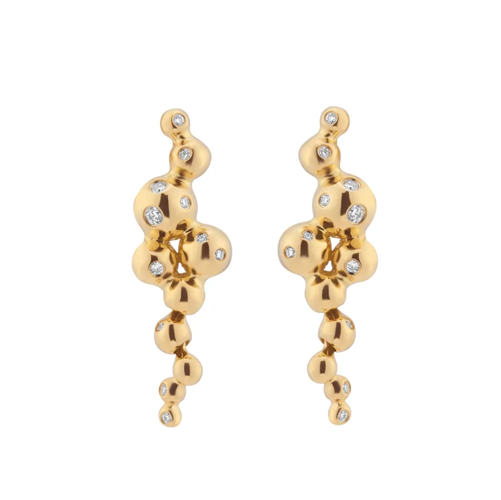 Georg Jensen 18ct Yellow Gold & 0.08ct Diamond Moonlight Grapes Earrings