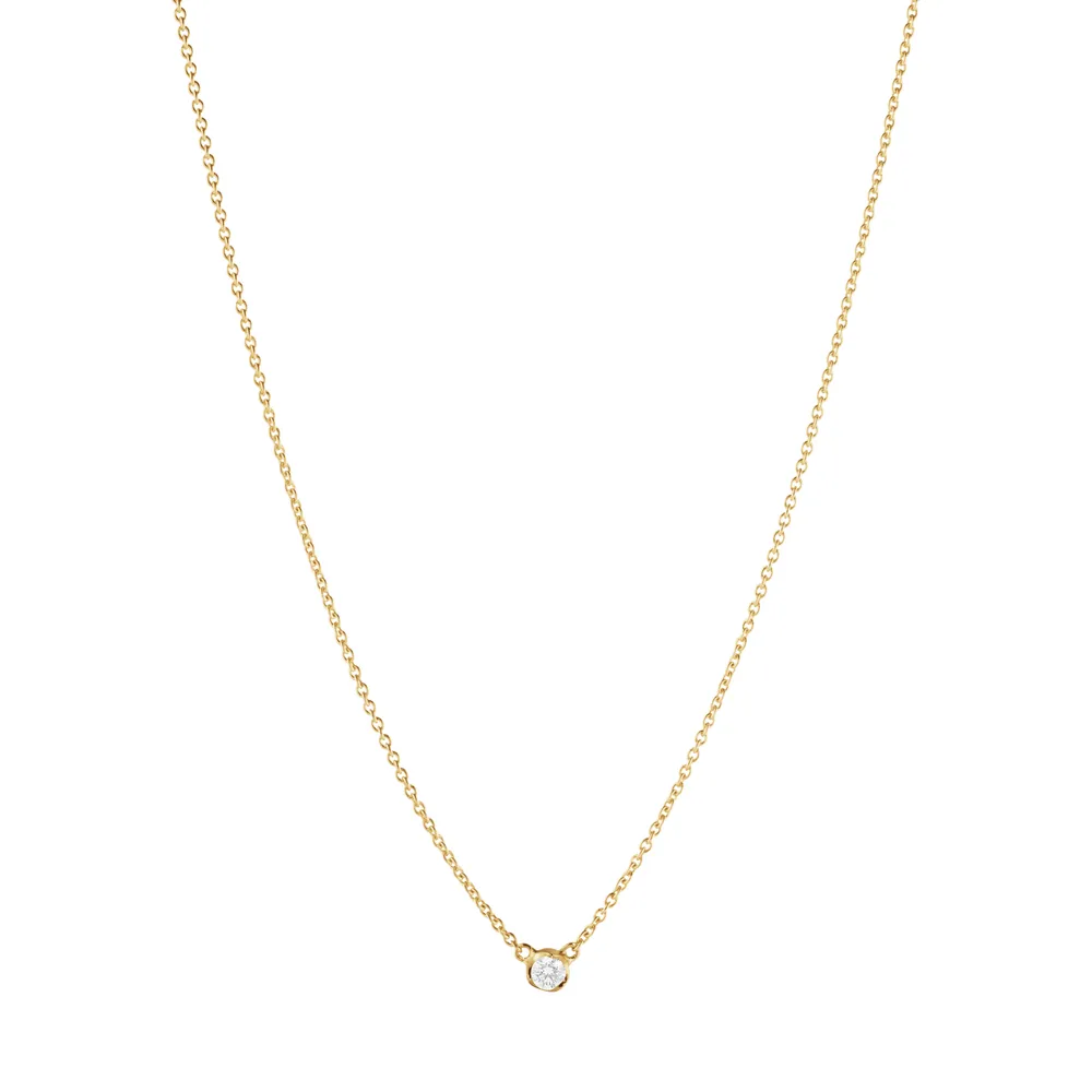 Georg Jensen 18ct Yellow Gold Signature 0.05ct Diamond Pendant