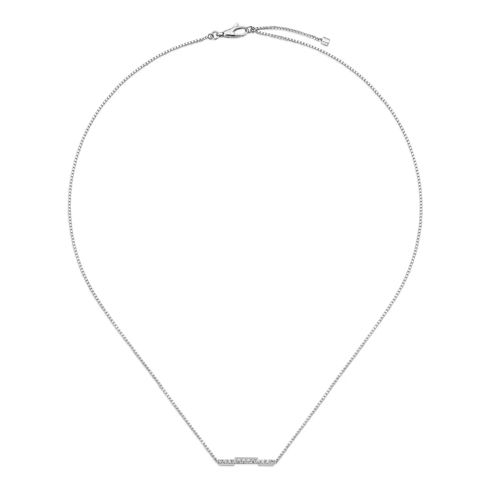 Gucci 18ct White Gold 0.14cttw Diamond Gucci Link to Love Necklace