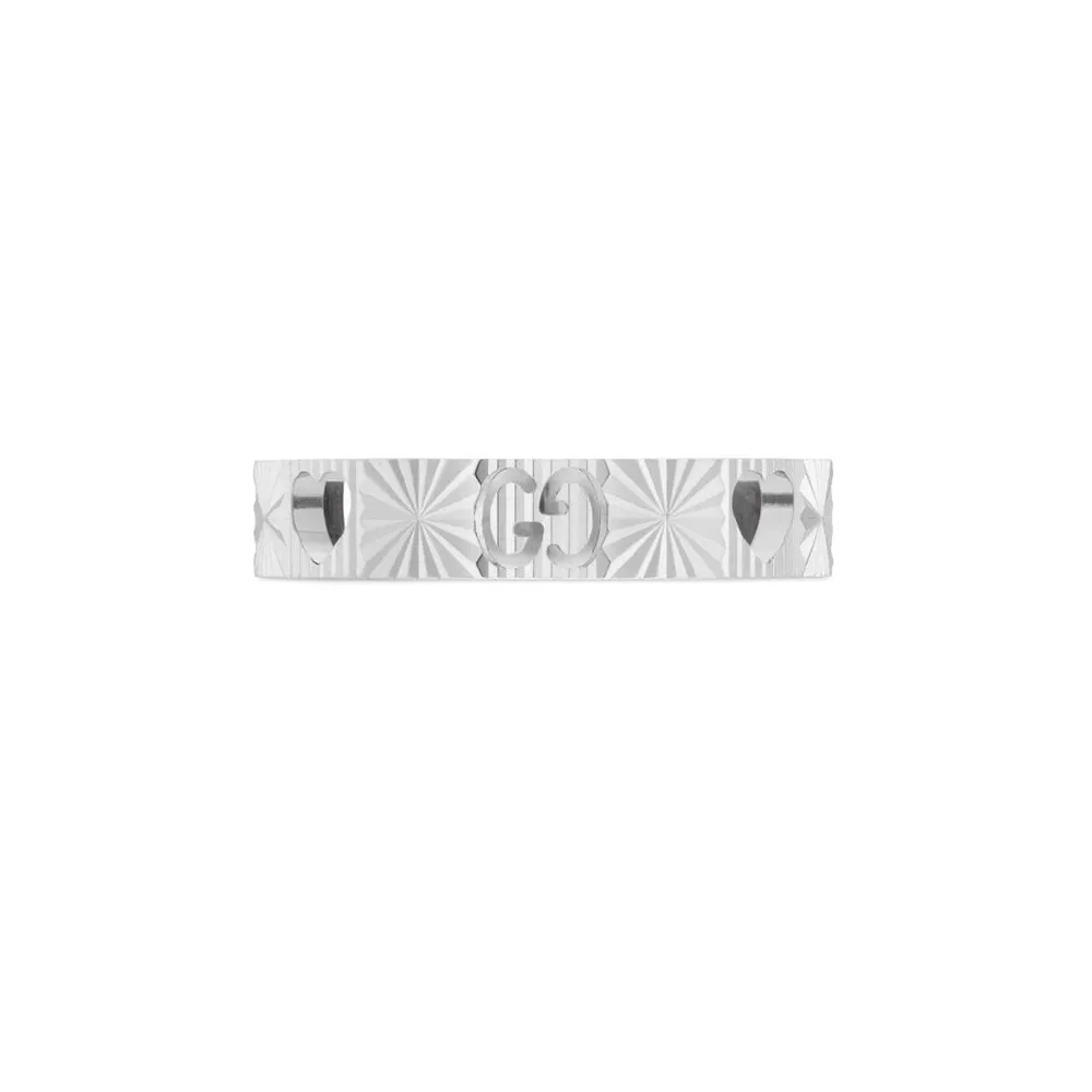 Gucci 18ct White Gold Cut Out Ring - 4mm