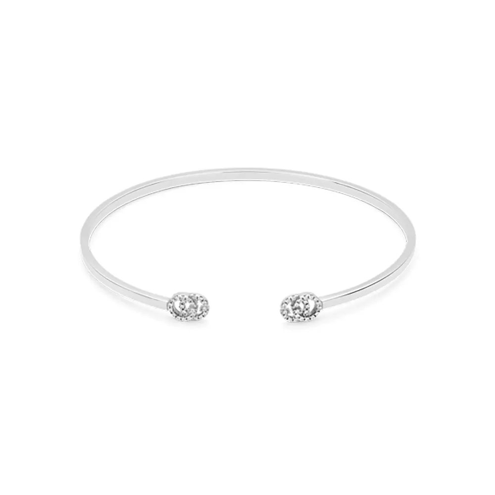 Gucci 18ct White Gold GG Running 0.10cttw Diamond Cuff