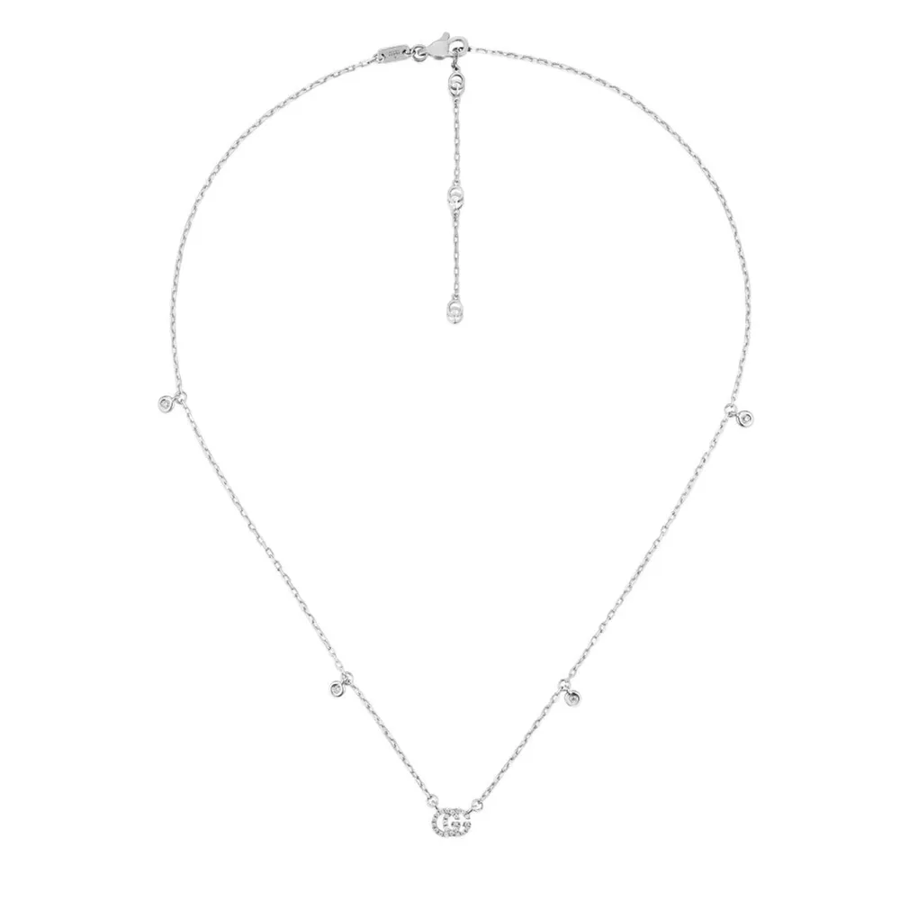 Gucci 18ct White Gold GG Running Diamond Necklace