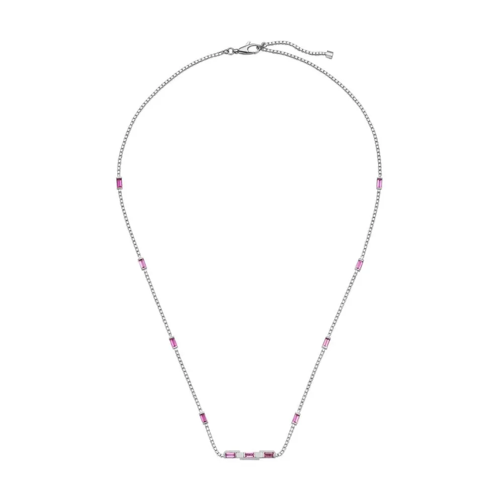 Gucci 18ct White Gold Pink Rubellite Gucci Link to Love Necklace