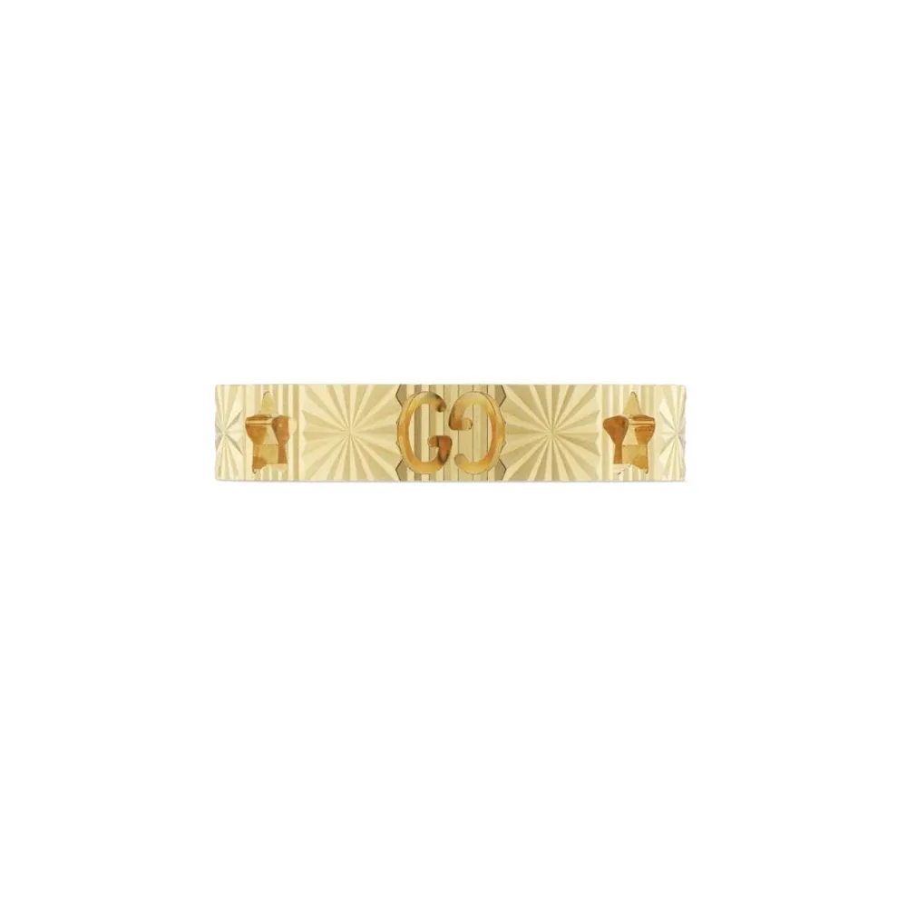 Gucci 18ct Yellow Gold Cut Out Ring - 4mm