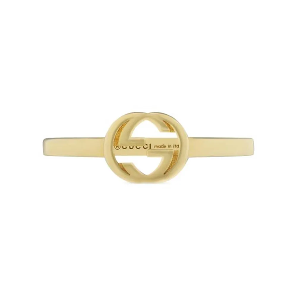 Gucci 18ct Yellow Gold Interlocking G Pinkie Ring - Ring Size K.5