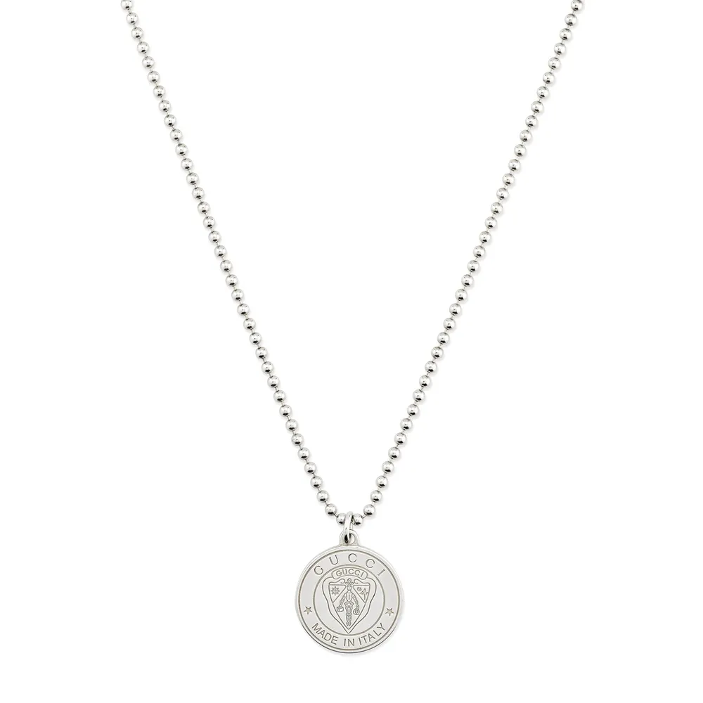 Gucci Gucci Crest Sterling Silver Pendant Necklace