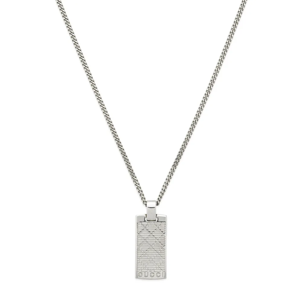 Gucci Gucci Diamante Sterling Silver Tag Pendant Necklace