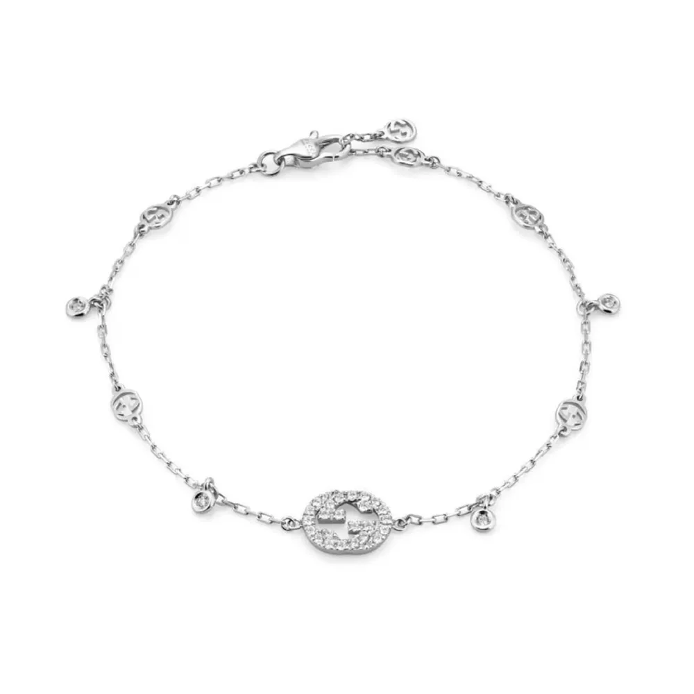 Gucci Gucci Interlocking 18ct White Gold 0.22ct Diamond Bracelet