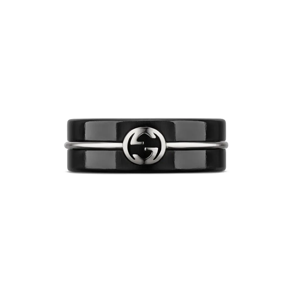 Gucci Gucci Interlocking 18ct White Gold & Corundum Ring