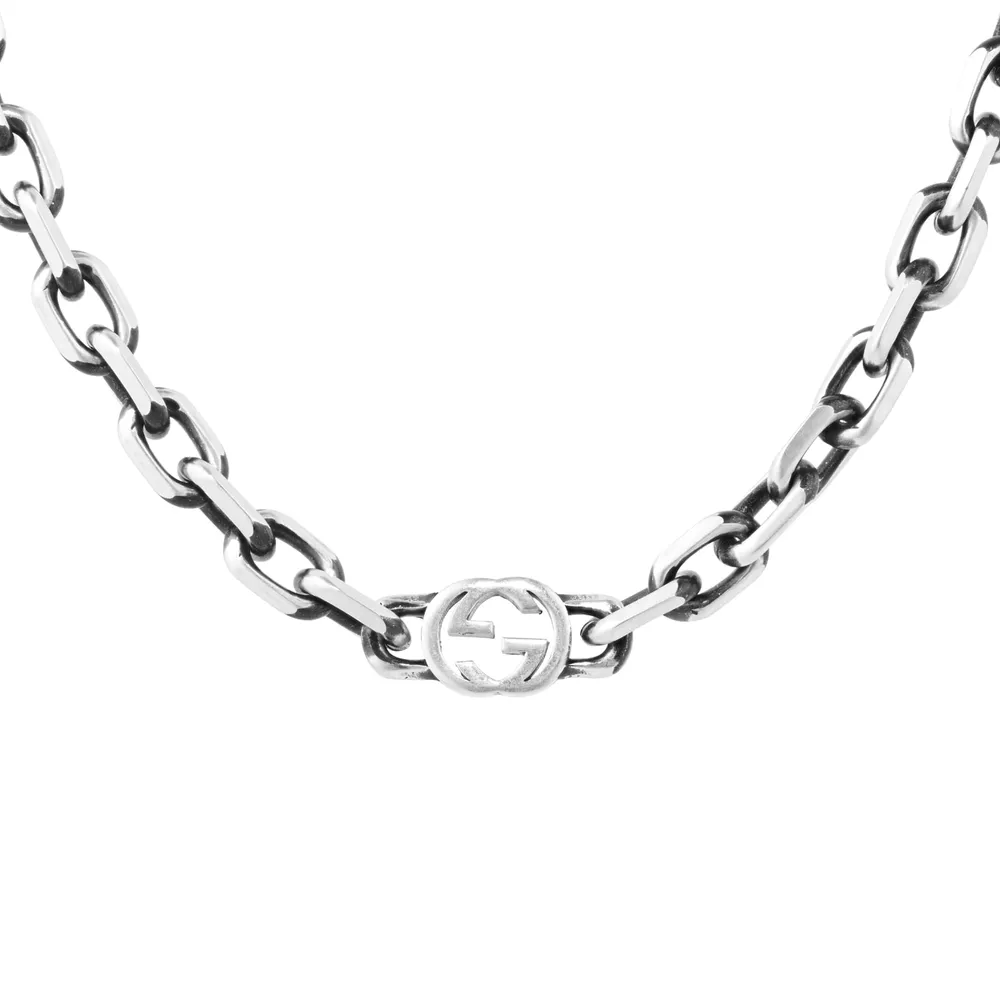 Gucci Gucci Interlocking Aged Sterling Silver Necklace 60cm