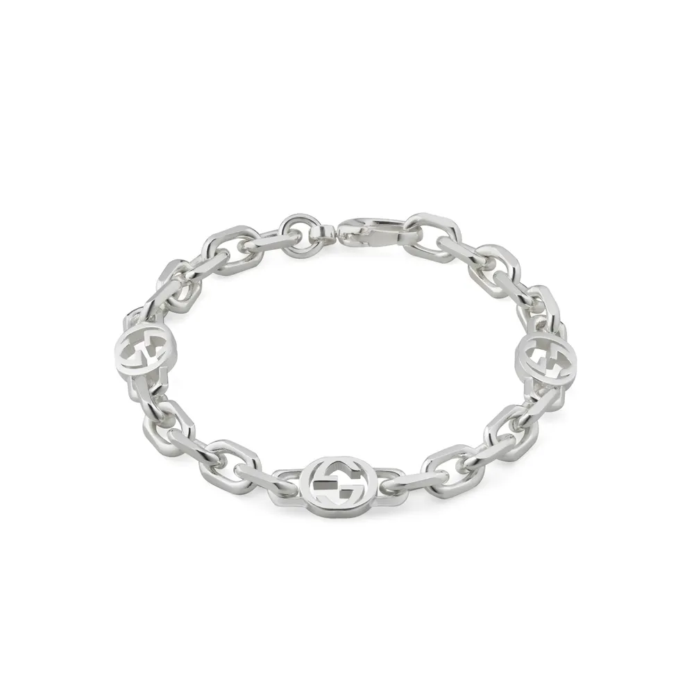 Gucci Gucci Interlocking Sterling Silver Chain Bracelet - 17cm