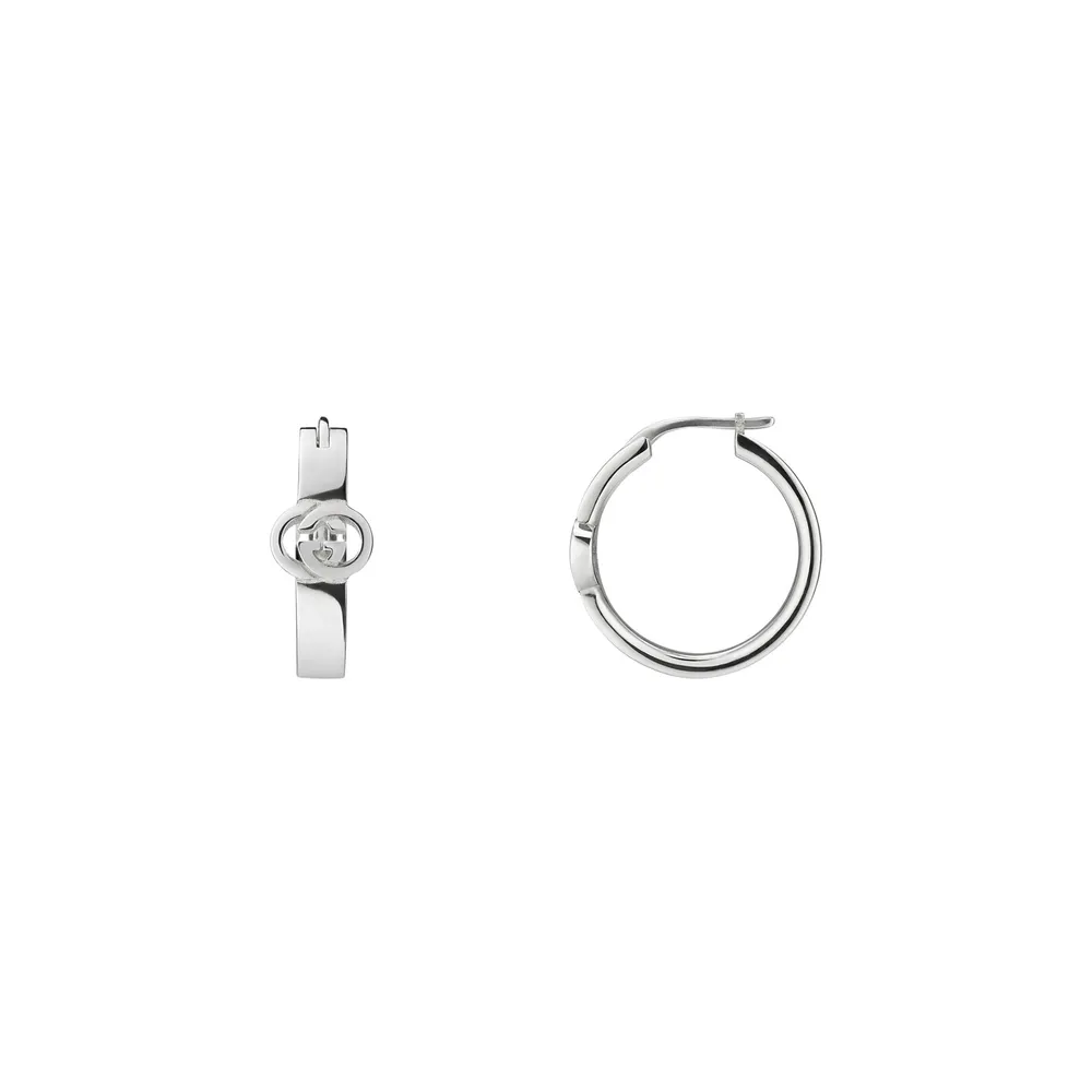 Gucci Gucci Interlocking Sterling Silver Hoop Earrings