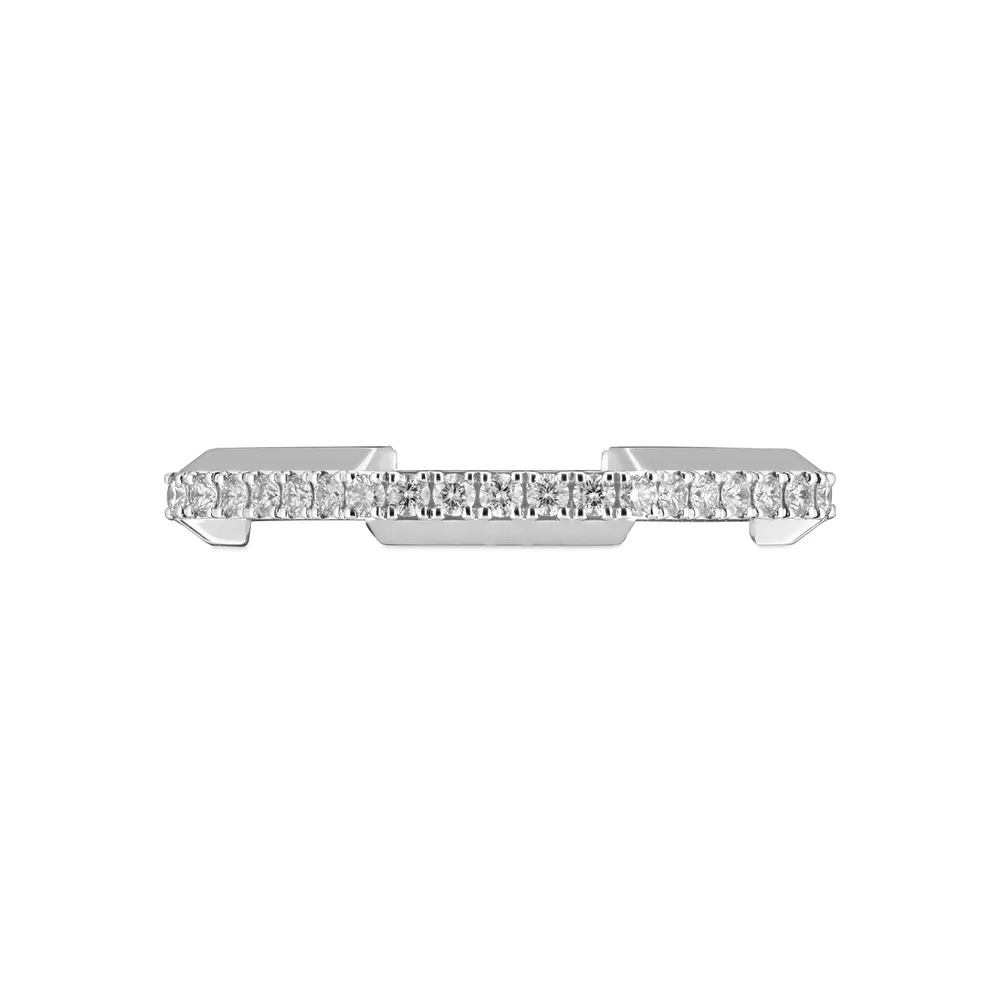 Gucci Gucci Link to Love 18ct White Gold 3mm Diamond Pave Ring