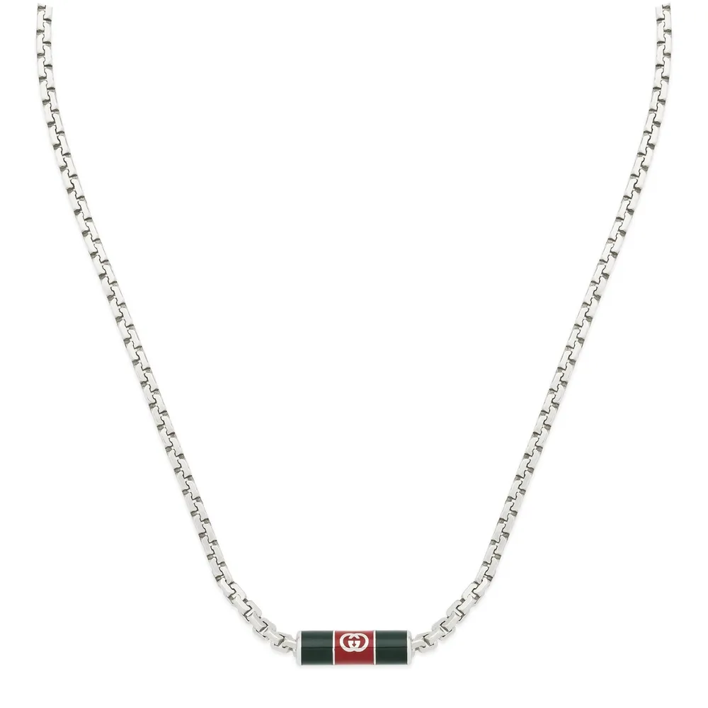 Gucci Gucci Web Sterling Silver & Enamel Necklace