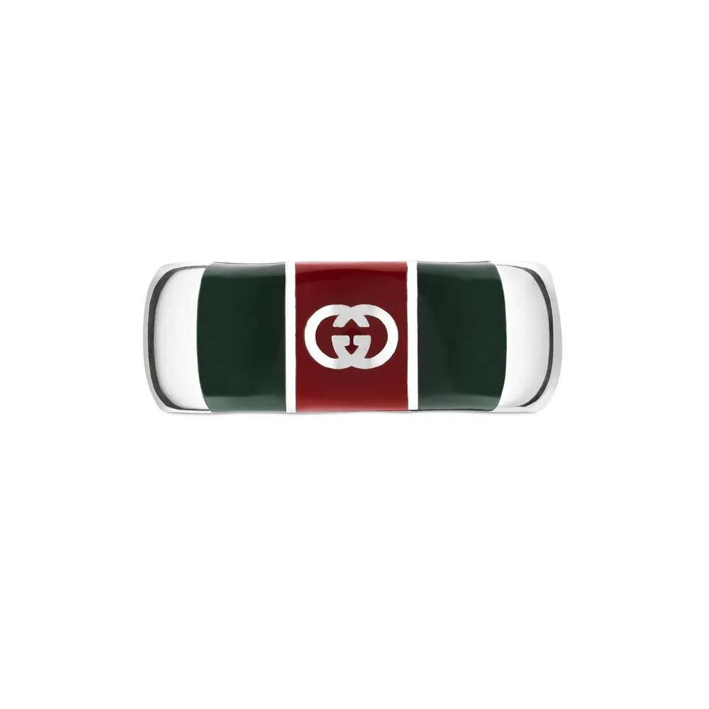 Gucci Gucci Web Sterling Silver & Enamel Ring