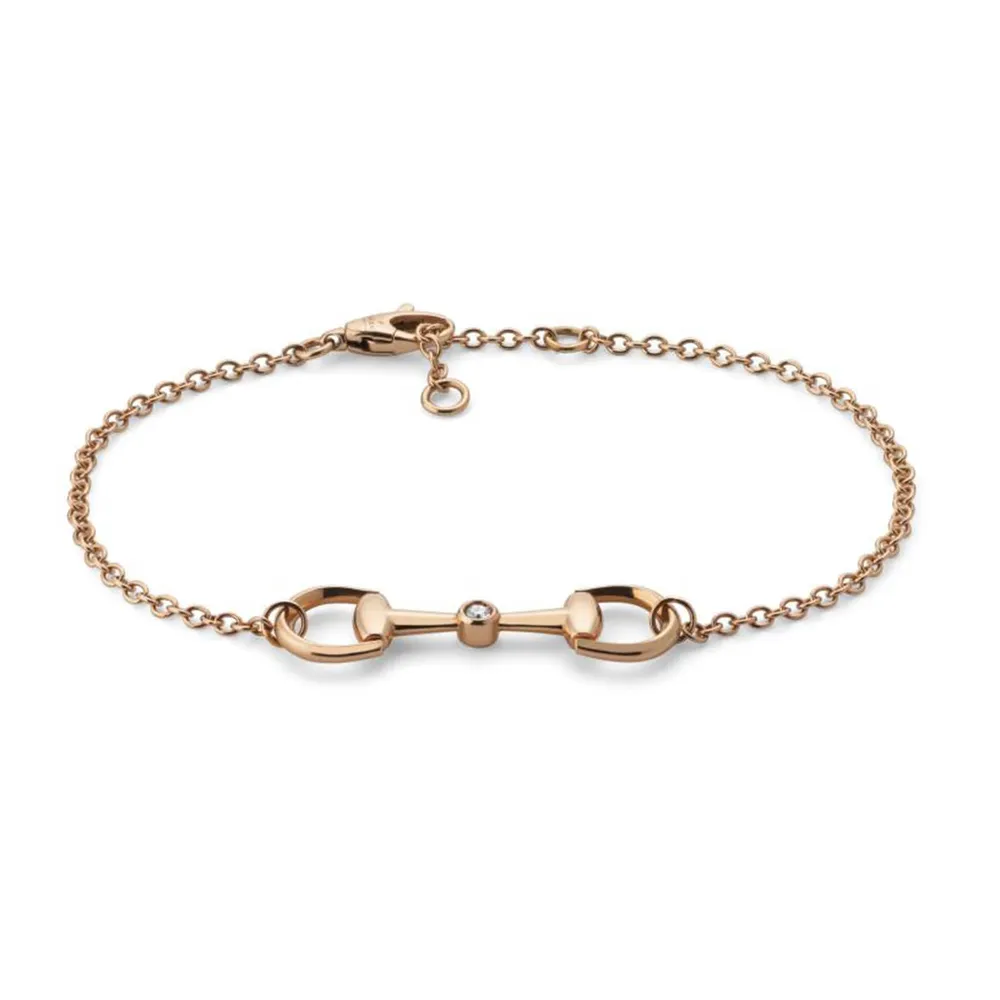Gucci Horsebit 18ct Rose Gold 0.02ct Diamond Bracelet