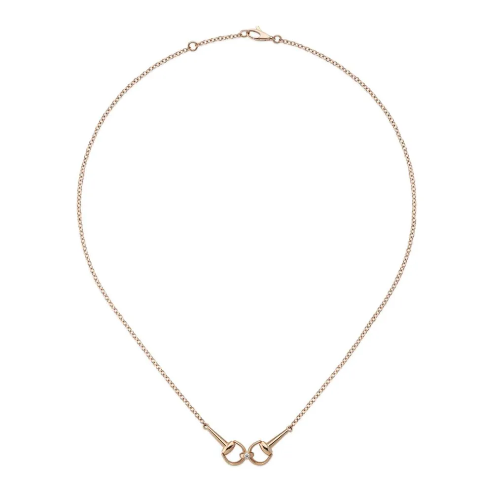 Gucci Horsebit 18ct Rose Gold 0.02ct Diamond Necklace