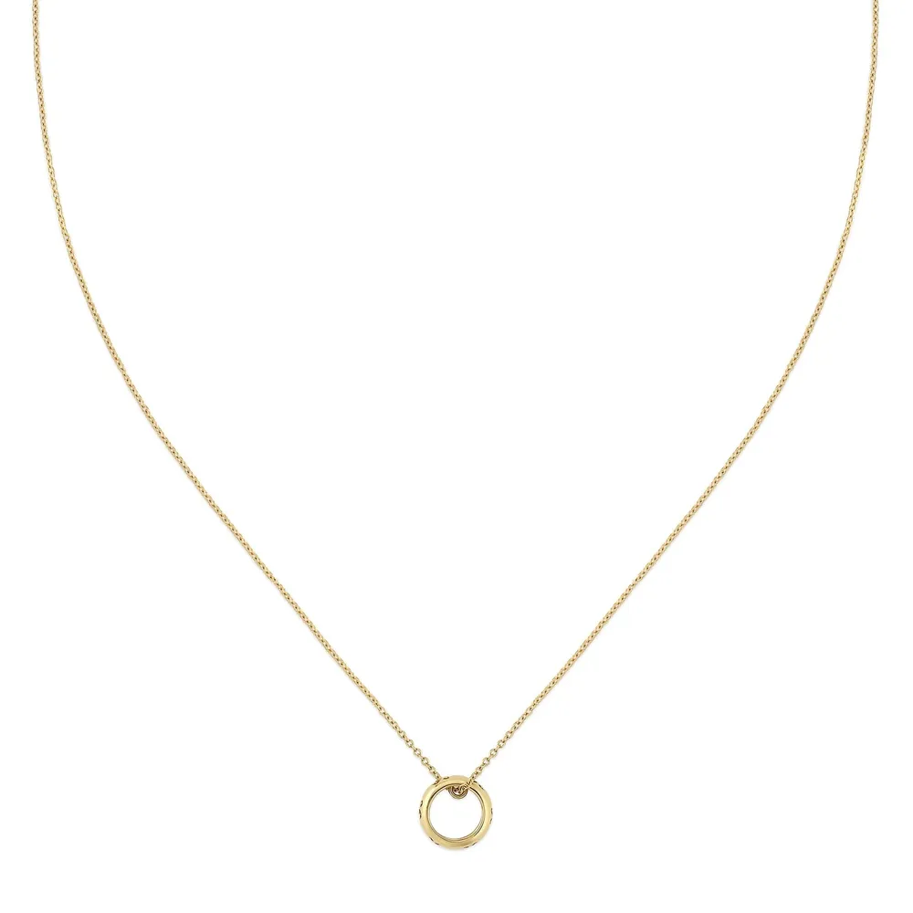 Gucci Icon 18ct Yellow Gold Engraved Logo Pendant Necklace