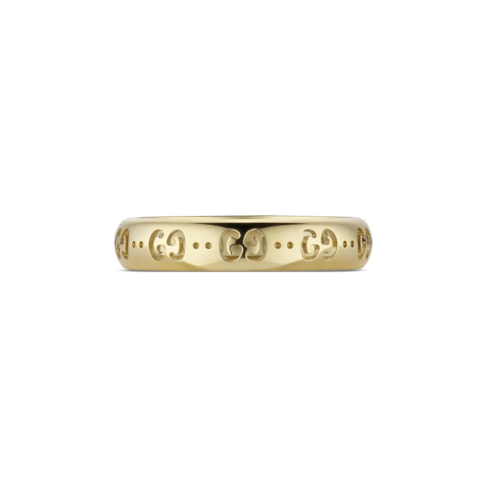 Gucci Icon 18ct Yellow Gold Engraved Logo Ring