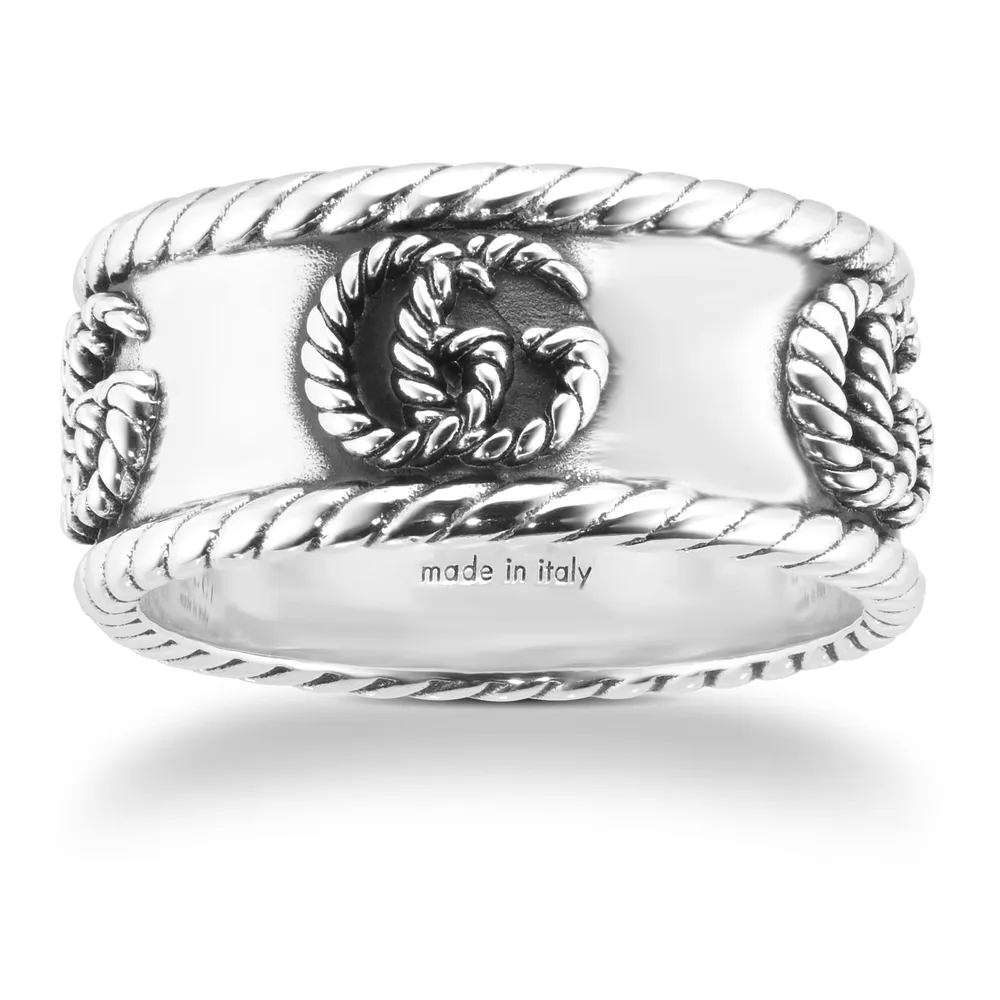 Gucci Silver GG Marmont Aged 9mm Ring - Ring Size S.5