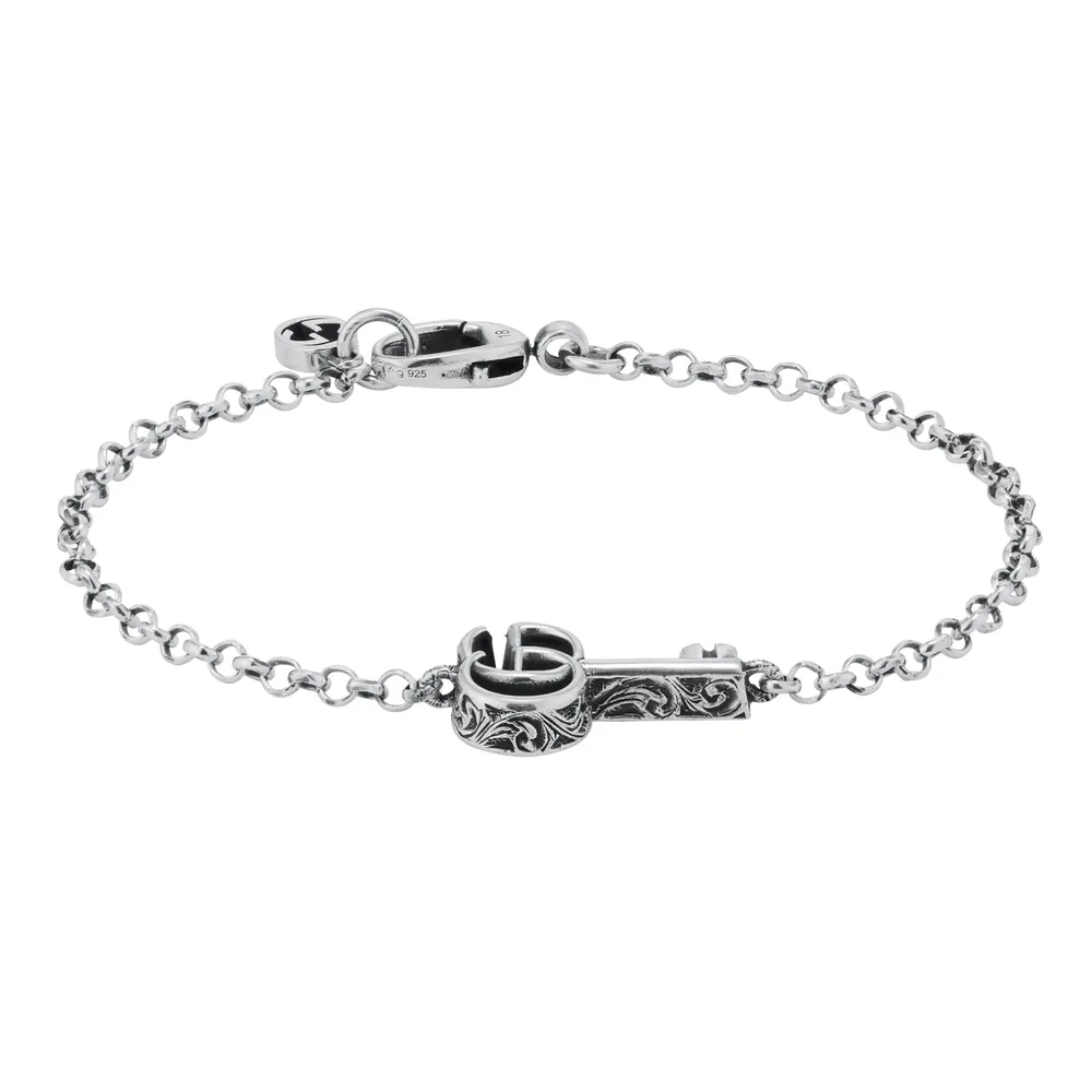 Gucci Sterling Silver GG Marmont Key Bracelet - 18cm