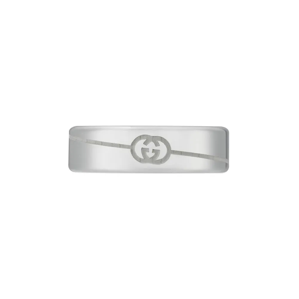 Gucci Tag Sterling Silver With Interlocking G Logo 6mm Ring