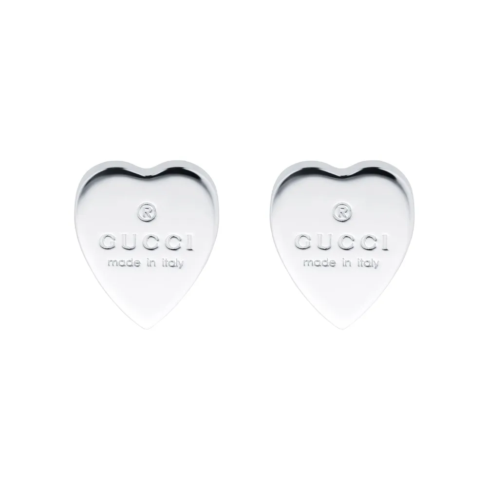 Gucci Trademark Silver Heart Earrings