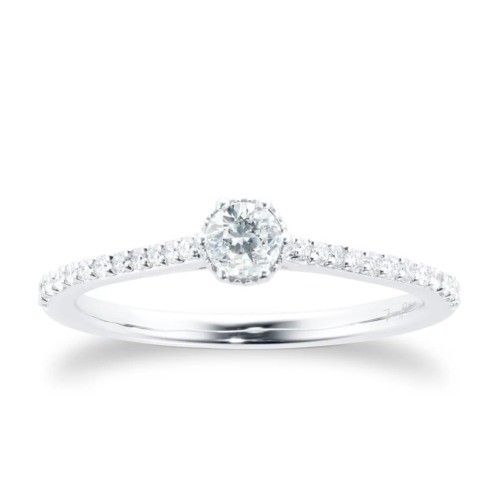 Jenny Packham 18 Carat White Gold 0.33 Carat Diamond 6 Claw Single Stone Ring