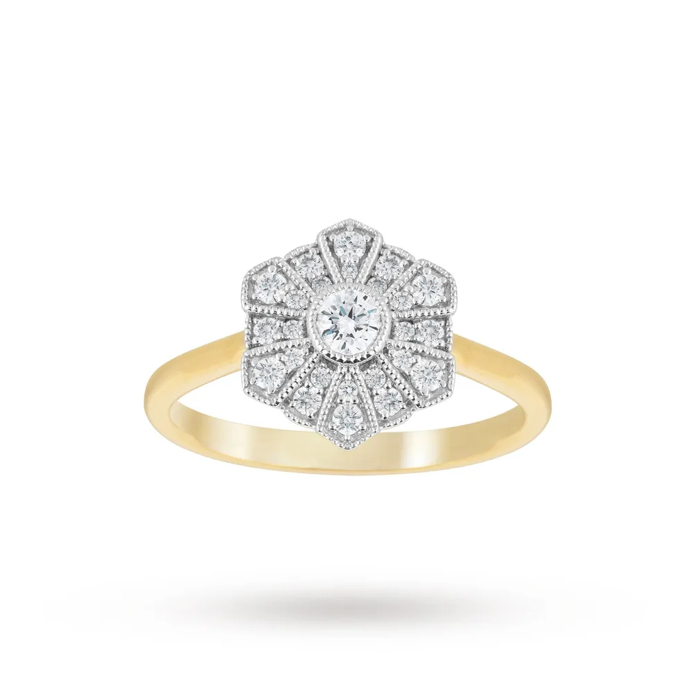 Jenny Packham 18 Carat Yellow Gold 0.39 Carat Flower Cluster
