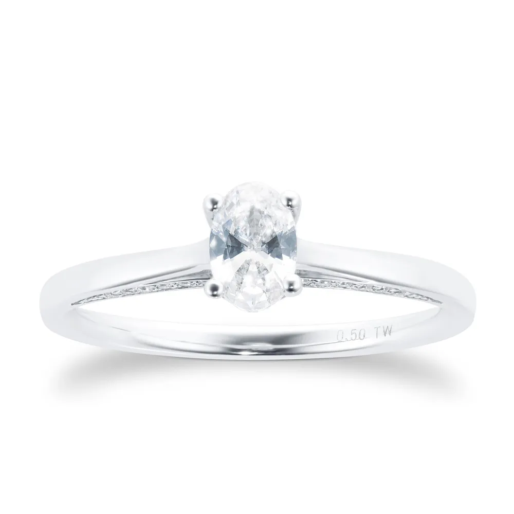 Jenny Packham 18ct White Gold 0.50cttw Oval Cut Diamond Ring