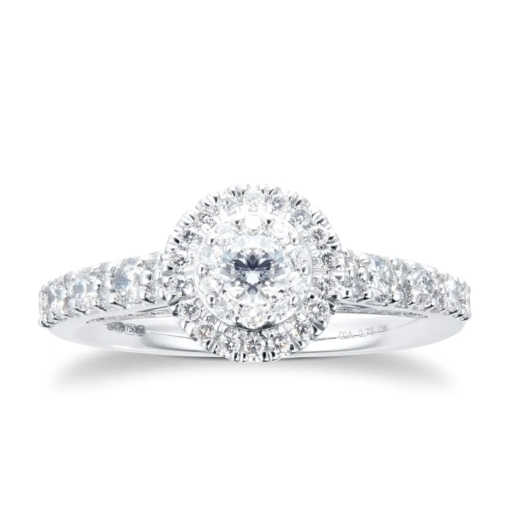 Jenny Packham 18ct White Gold 0.75cttw Diamond 8mm Halo Engagement Ring