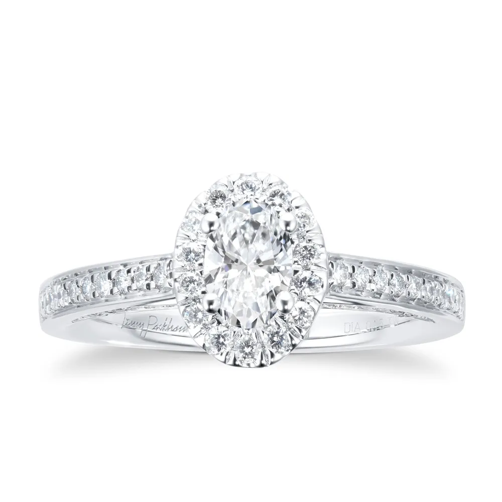 Jenny Packham 18ct White Gold 0.75cttw Diamond Oval Halo Engagement Ring