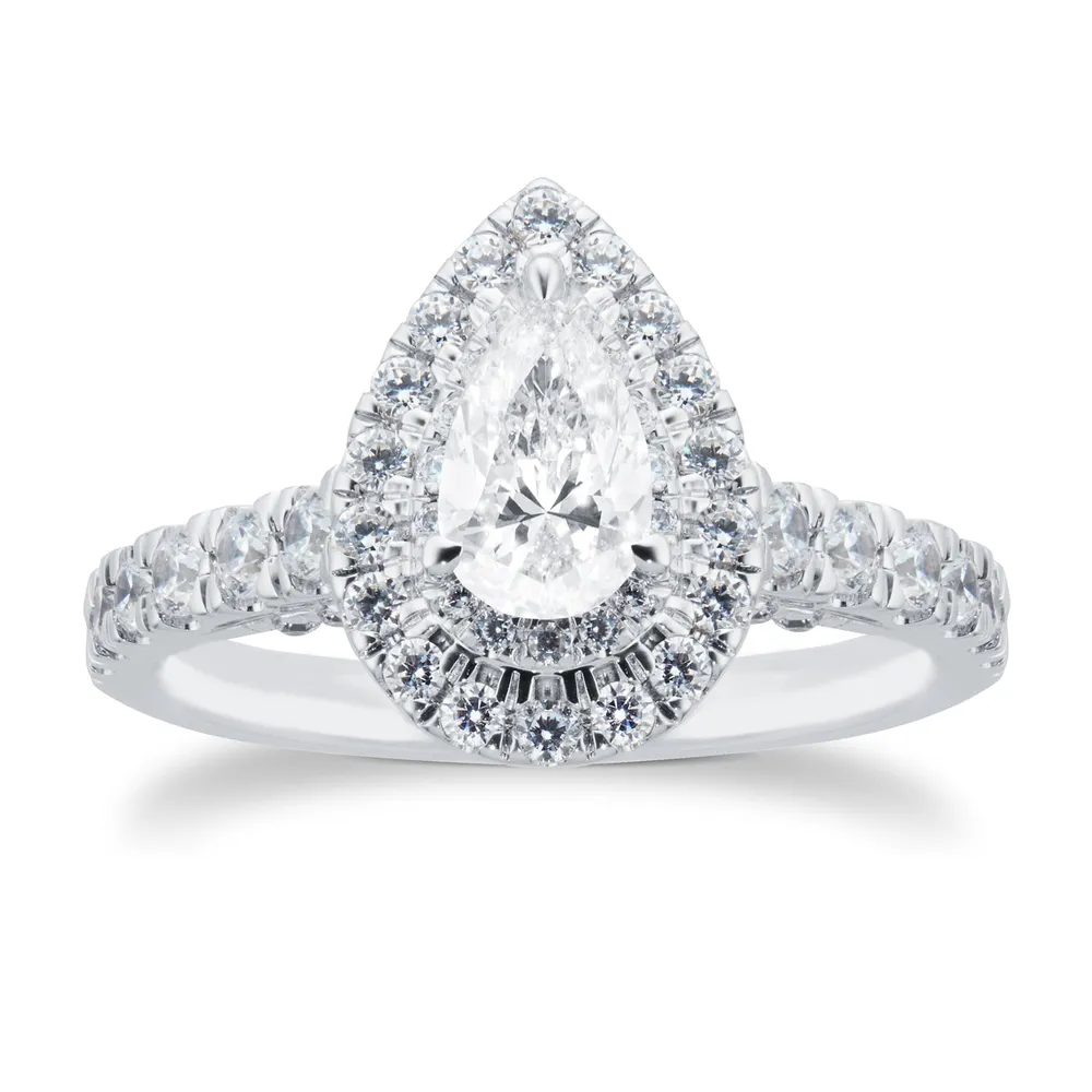 Jenny Packham 18ct White Gold 1.25cttw Pear Halo Engagement Ring