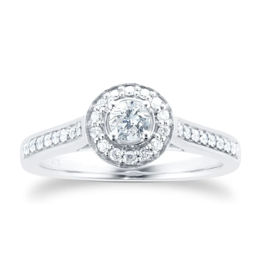 Jenny Packham Brilliant Cut 0.35 Carat Total Weight Halo Diamond Ring In 18 Carat White Gold