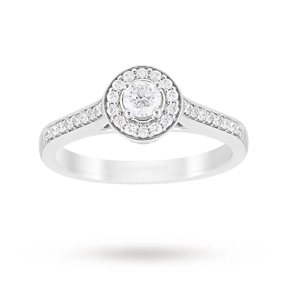 Jenny Packham Brilliant Cut 0.35 Carat Total Weight Halo Diamond Ring In Platinum