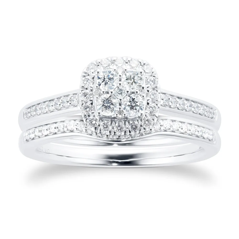 Jenny Packham Cluster 0.50ct Diamond Bridal Set In 18ct White Gold
