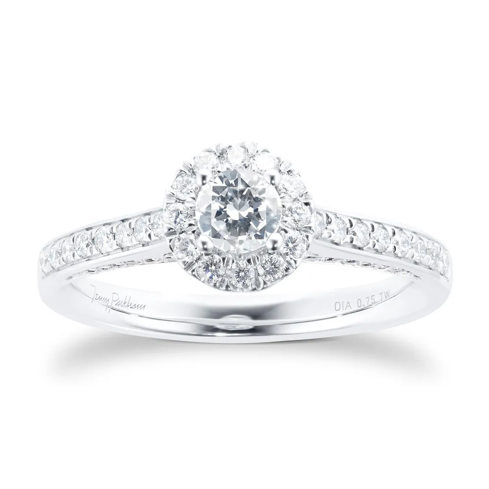 Jenny Packham Platinum 0.75cttw Brilliant Cut Halo Diamond Ring