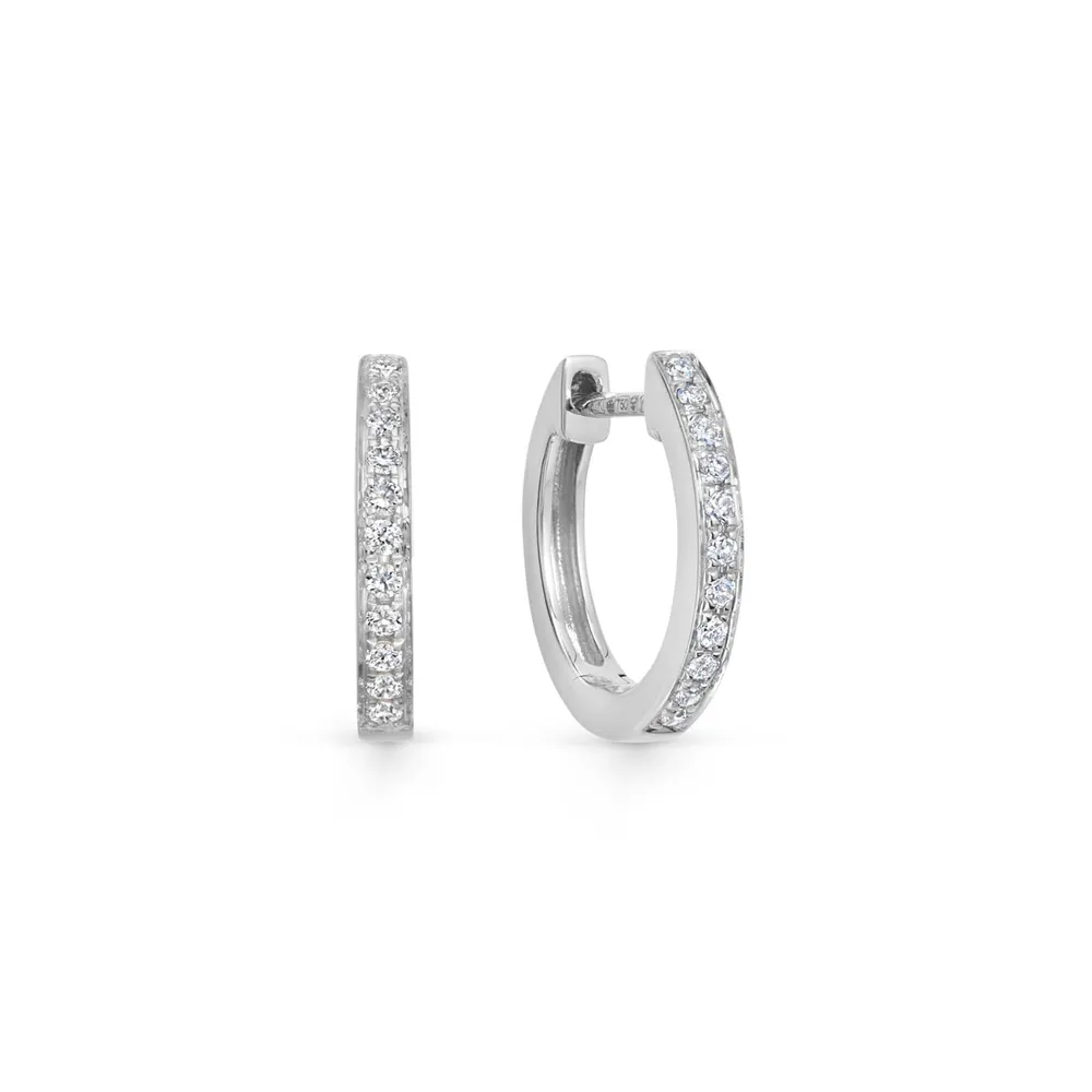 Kiki McDonough 18ct White Gold 0.13ct Diamond Classic Hoops