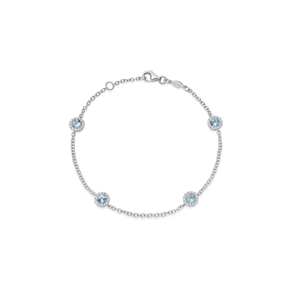 Kiki McDonough 18ct White Gold 0.21ct Diamond & Blue Topaz Bracelet