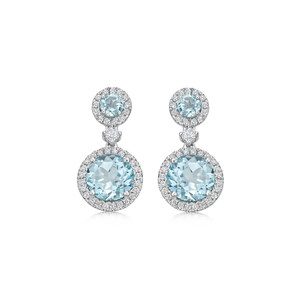 Kiki McDonough 18ct White Gold 0.36ct Diamond & Blue Topaz Earrings