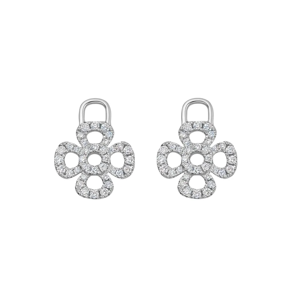 Kiki McDonough 18ct White Gold Four Petal Diamond Detachable Drops