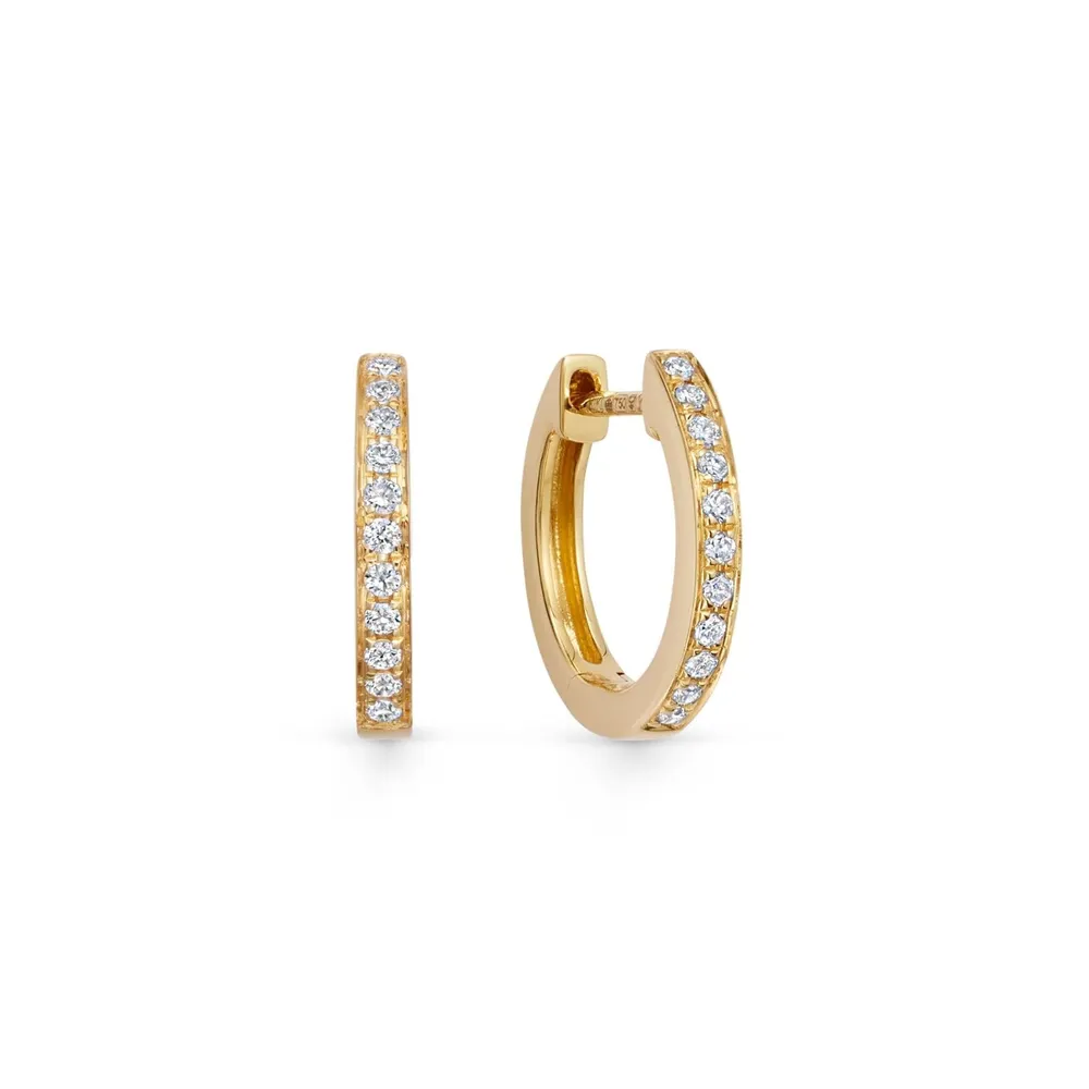 Kiki McDonough 18ct Yellow Gold 0.13ct Diamond Classic Hoops