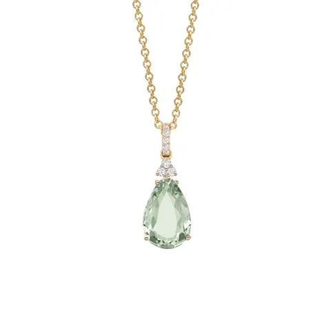 Kiki McDonough 18ct Yellow Gold 0.16ct Diamond & Green Amethyst Pendant