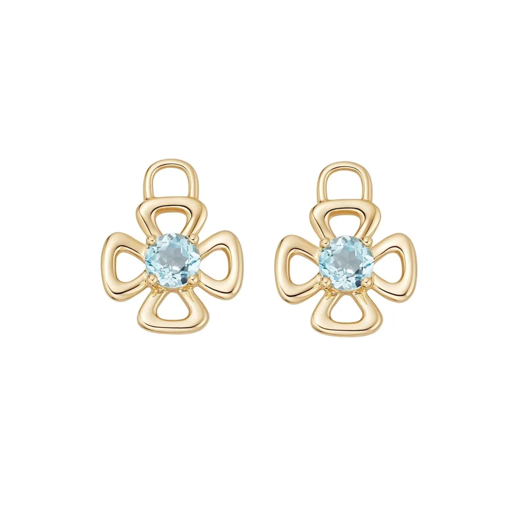 Kiki McDonough 18ct Yellow Gold Four Petal Blue Topaz Detachable Drops